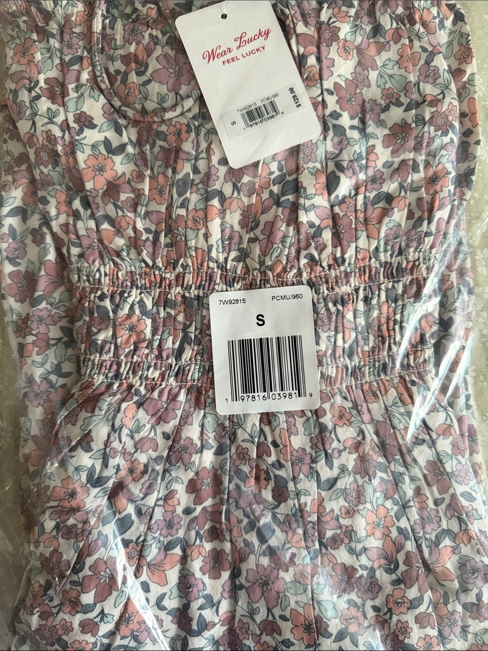 NWT Lucky Brand Printed Smocked Sweetheart Mini - Picture 4 of 9